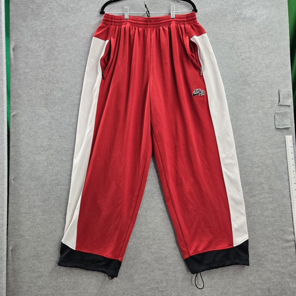 VINTAGE Nike Men Activewear Pants 2XL Red Air Embroidery Sweatpants 30" Y2K
